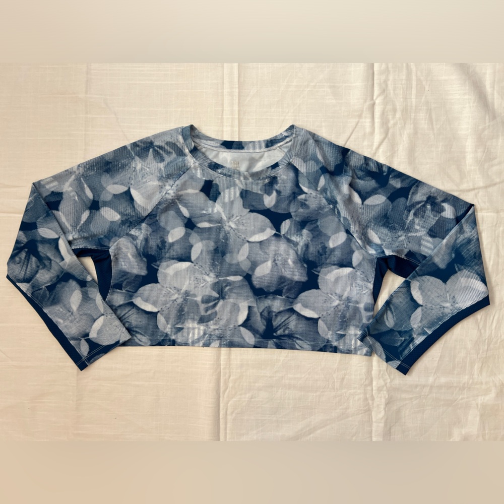 Tail Activewear Long Sleeve Blue Floral Crop Top - XXL